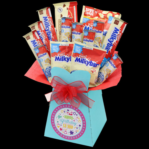 Milkybar Happy Birthday Chocolate Bouquet - Pink - chocoholicbouquet