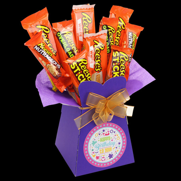 Reeses Happy Birthday Chocolate Bouquet - chocoholicbouquet