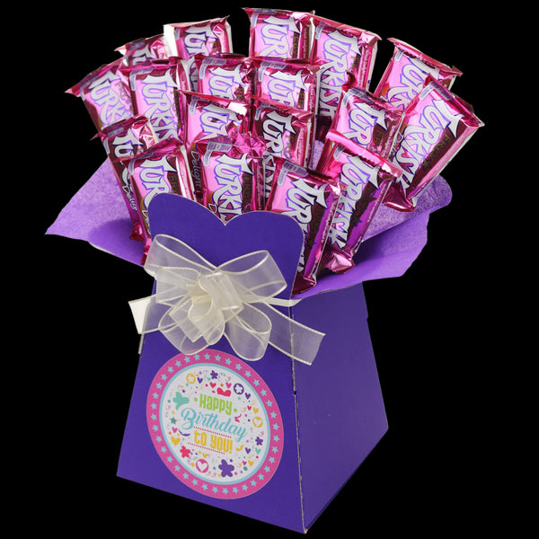 Fry's Turkish Delight Happy Birthday Chocolate Bouquet - Pink - chocoholicbouquet