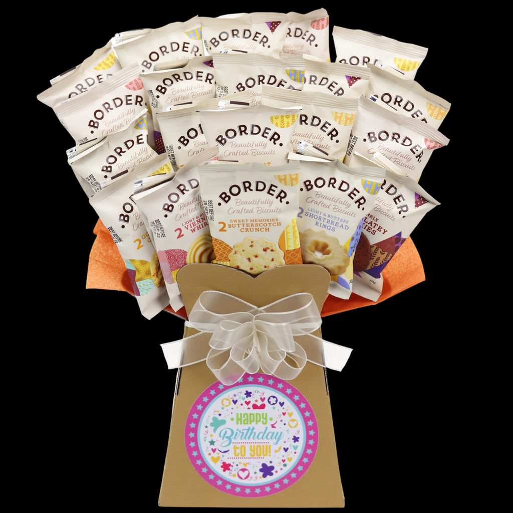 Borders Biscuits Happy Birthday Snack Bouquet - Pink - chocoholicbouquet