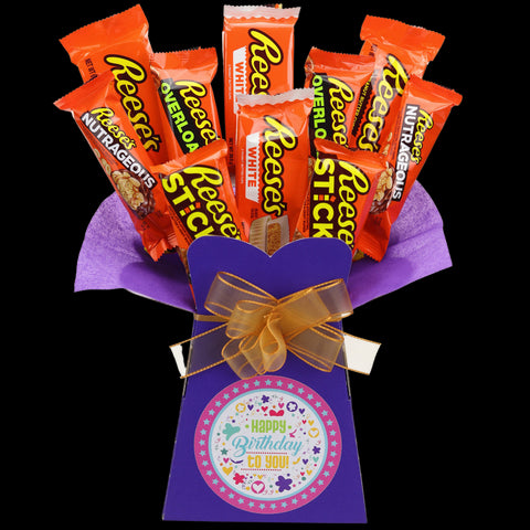 Reeses Happy Birthday Chocolate Bouquet - chocoholicbouquet