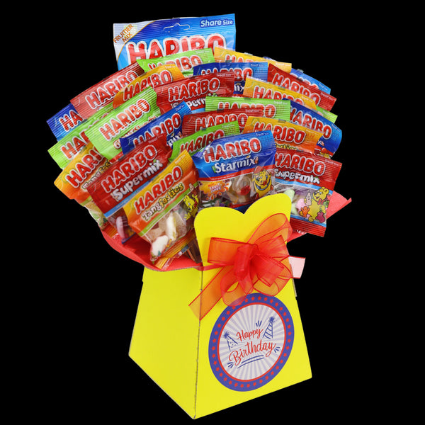 Haribo Sweets Happy Birthday Sweetie Bouquet - Blue - chocoholicbouquet
