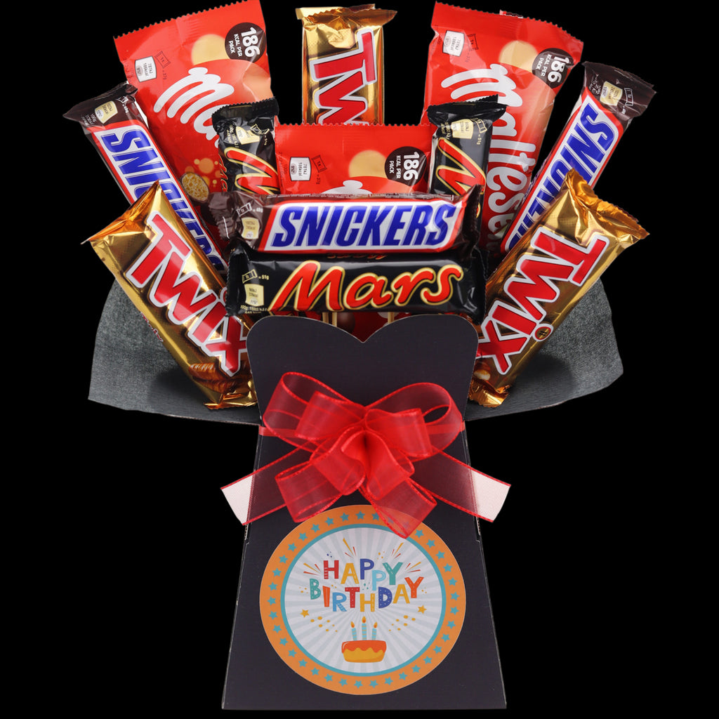 Mars Favourites Happy Birthday Chocolate Bouquet - Orange - chocoholicbouquet