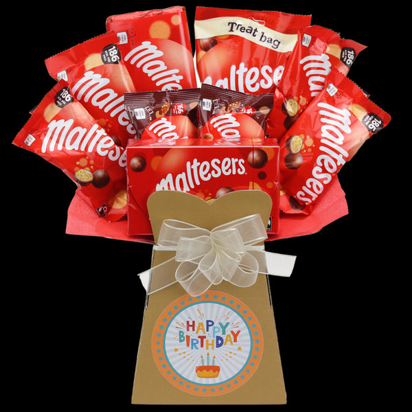 Malteser Happy Birthday Chocolate Bouquet - Orange - chocoholicbouquet