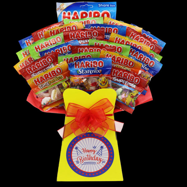 Haribo Sweets Happy Birthday Sweetie Bouquet - Blue - chocoholicbouquet