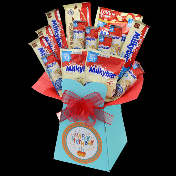 Milkybar Happy Birthday Chocolate Bouquet - Orange - chocoholicbouquet