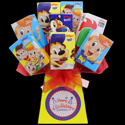 Kelloggs Cereal Happy Birthday Snack Bouquet - Blue - chocoholicbouquet