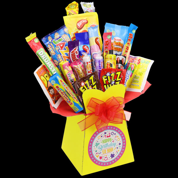 Traditional Retro Sweets Happy Birthday Sweetie Bouquet - chocoholicbouquet